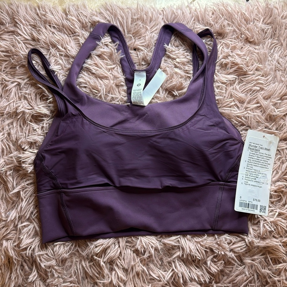 NWT Lululemon Wunder Train Mesh Racerback  sz 8 Purple/Grape